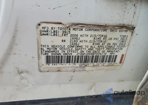 1998 Toyota Rav4 z USA, uszkodzony, nr VIN JT3GP10VXW7034172